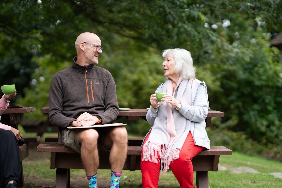 young and old chatting